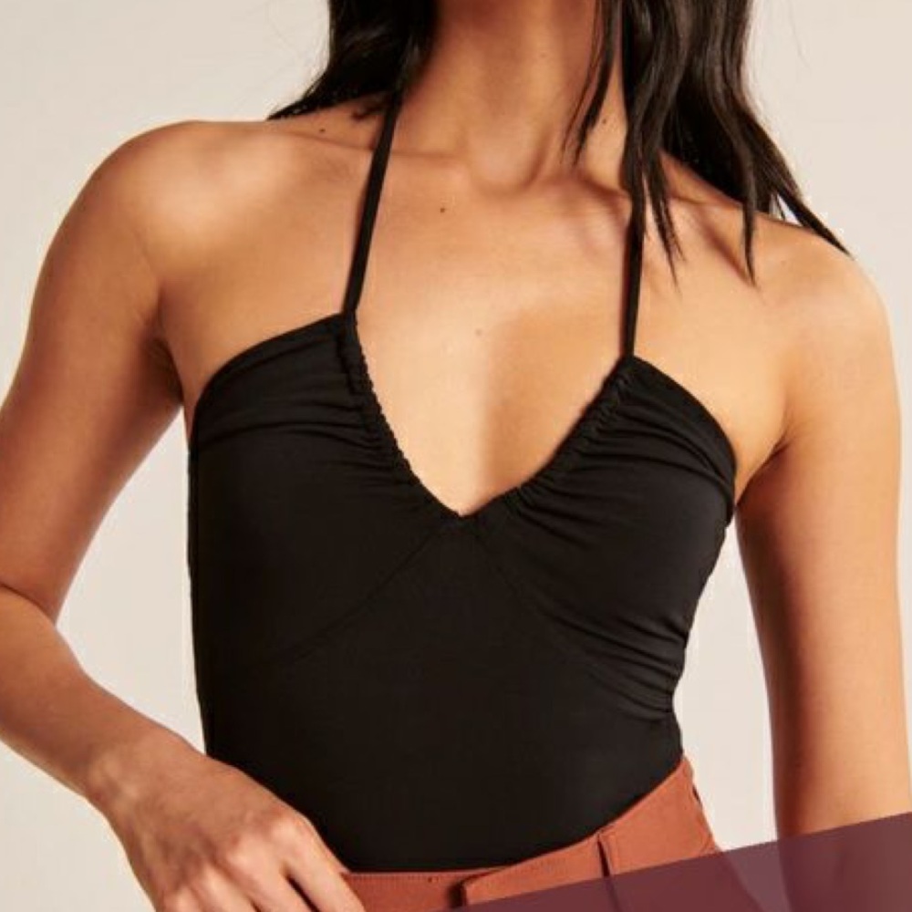 Abercrombie Ruched Black Halter Top